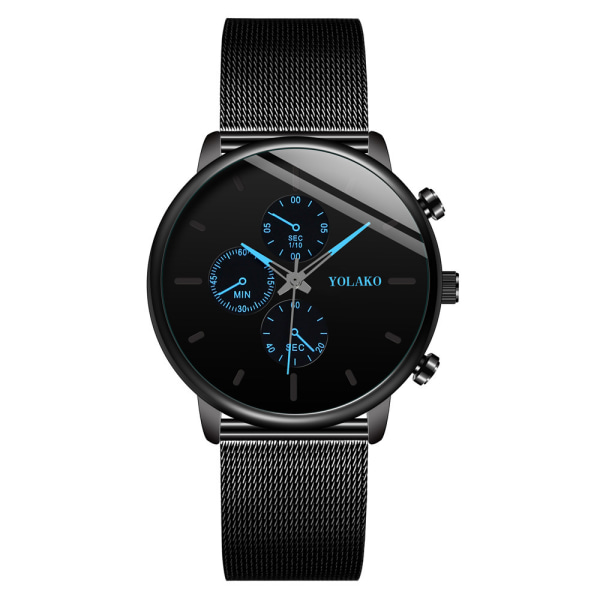 Herrmode watch med stålrem - Watch BlackRibbonBlueLetter