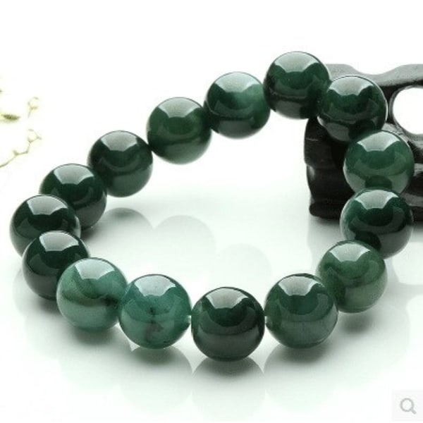 AAA naturliga smaragdgröna pärlor 8-14 mm armband Elastisk armring Charmsmycken Mode handsnidade man Kvinna Lycka Amulettpresenter 12mm