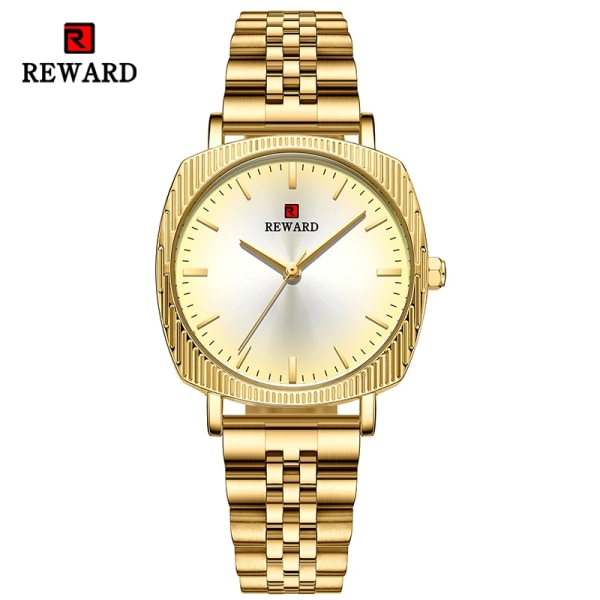 Kvartsur för kvinnor Armbandsklockor Massiva armbandsklockor i rostfritt stål GoldGold