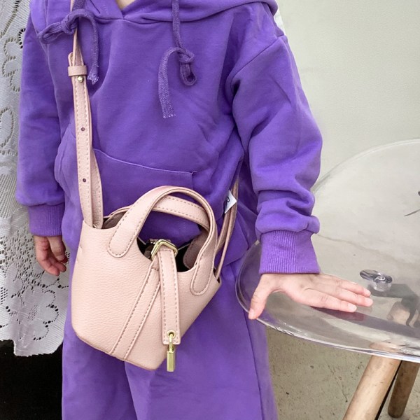 Barnväska Ny grönsakskorg för flickor Bucket Bag Korean Princess Portabel axelväska Tide DarkGreen