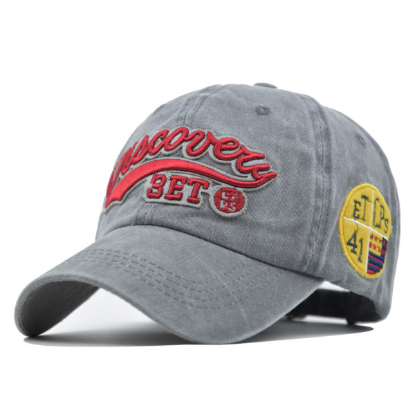 Aliexpress tvättad cap 3D-broderibokstav cap Män och kvinnor Broken Edge Retro Peaked Cap Et Hat Grey Adjustable