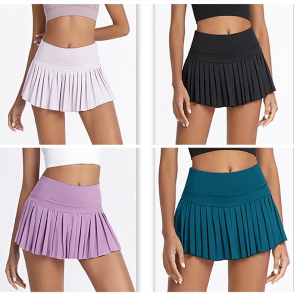 Cloud Hide Dam Tenniskjolar XS-XXL Dans Löpning Cykling Plisserad byxkjol SEXIG Sport Fitness Gym Hög midja Skort ClassicalBlack XS