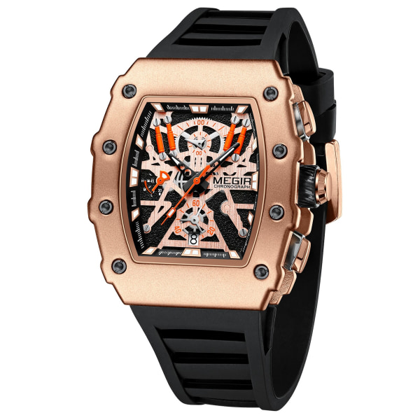 MEGIR Herr Sportklockor Toppmärke Lyx Watch Silikon Quartz Armbandsur Vattentät Date Man Clock Reloj Hombre 2218 Black