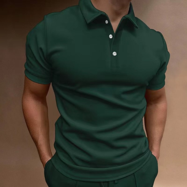 2023 vår och sommar pikétröja för män kortärmad T-shirtjacka med knapp light blue S