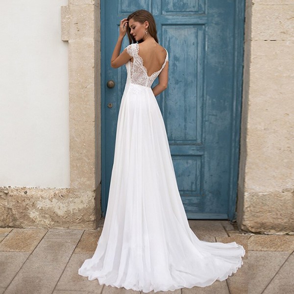 Boho vit djup v-ringad bröllopsklänning för kvinnor brudklänningar 2023 spets rygglös bohemisk vestido de noiva robe de mariée picture color 16