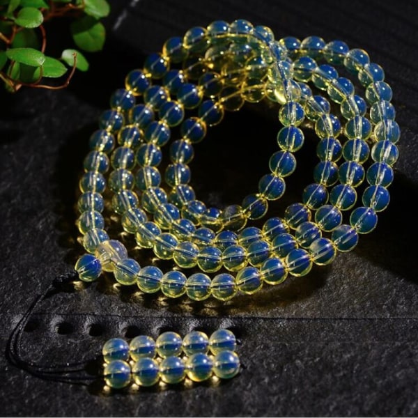 Natural Baltic Amber 108 Bead Mala Elastiskt armband Dam Blå Amber-beads Beaded Armband Amulett Armband Flickvän Mamma Presenter 10mm
