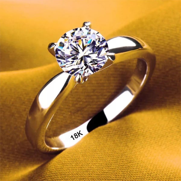 Med referenser rent vitguld färg äkta tibetansk silverring brud 2 ct zirkon bröllopsförlovningsband Allergifria smycken Four Claws R128 10