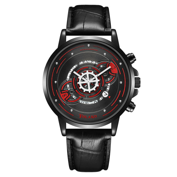Herrmode watch med snyggt läderband - Watch Red