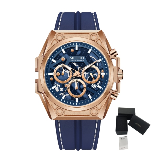 MEGIR Watch Mode Militärklockor Sportarmbandsur för män Watch Vattentät manlig klocka Reloj Hombre 4220 Blue