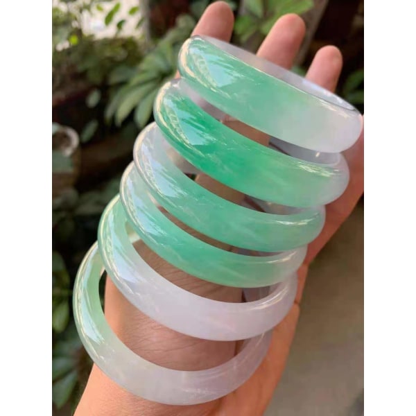 Real Grade A Jades Armband Myanmar Jadeite Armband Dam Fina Accessoarer Certifierad Burma Jade Armband 58-60mm