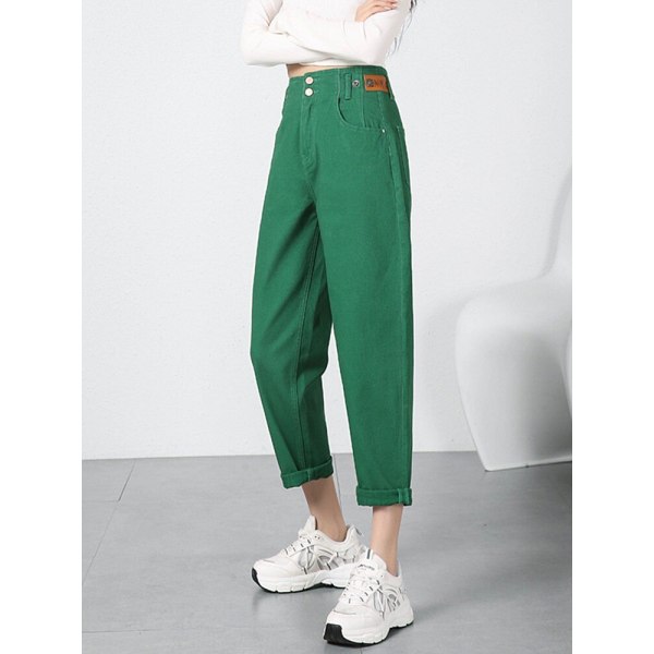 FINORD Vintage High Waist Green y2k Boyfriend Jeans Dam Korean Casual Harem Mom Jeans Streetwear Harajuku Loose Denim Byxor Beige XL