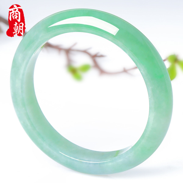 Naturlig burmesisk A Jade Armband Ice Glutinous Mörkgröna Flytande Blommor Ljus Yang Grön Jade Hand 59mm