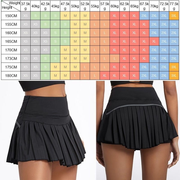 Cloud Hide Dam Tenniskjolar XS-XXL Dans Löpning Cykling Plisserad byxkjol SEXIG Sport Fitness Gym Hög midja Skort ClassicalBlack XL