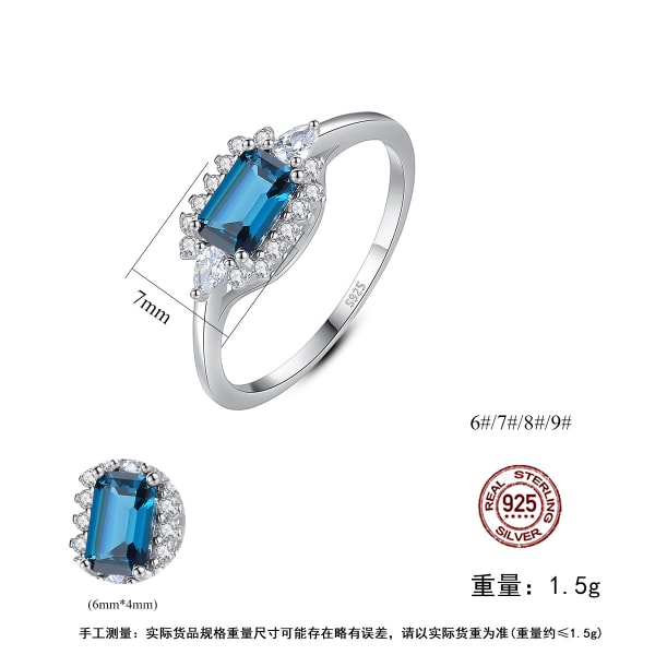 S925 Sterling Silver Ring för kvinnor Set med Lab Skapade ädelstenar färgglada silver 8