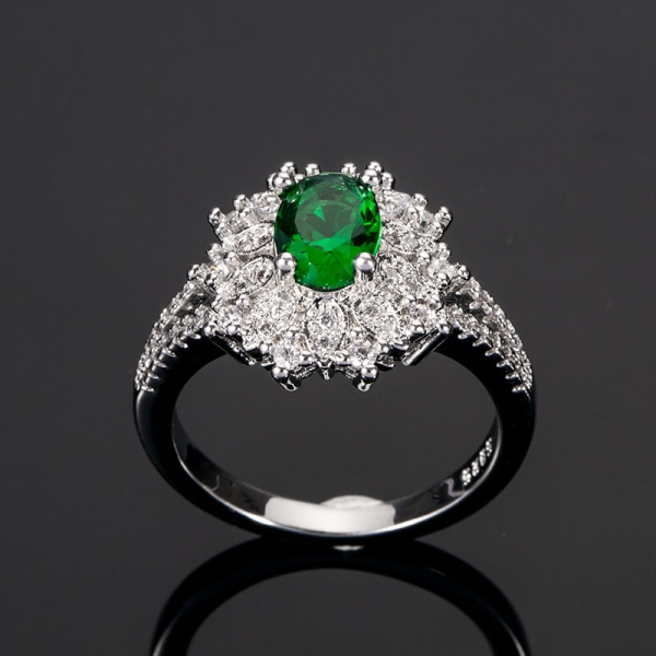 Blomformad Emerald Zircon Ring Hona Green 10