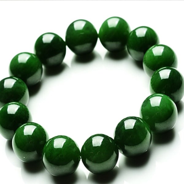 Naturligt Grönt Jade Armband Kvinnor Män Äkta Jades Stenpärlor Elastiska pärlor Armband Par Armband Tillbehör Smycken 8mm