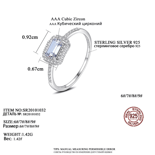 Nya fyrkantiga Topaz Ädelstensringar för kvinnor Bröllopsförlovning Fina smycken 925 Sterling Silver Promise Eternal Accessories SR20101032-G 6