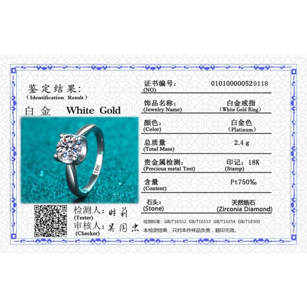 Med inloggningsuppgifter Vitguld Färg Tibetansk Silverring Rund 1 karat Solitaire Bröllopsring Dam Accessoarer Fina smycken 4