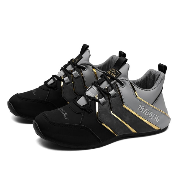 Nya löparskor för män Utomhus PU herrskor Slitstarka gymträningsskor Trending 2023 Walking Sneakers Gummisula Skor US SIZE Black 8