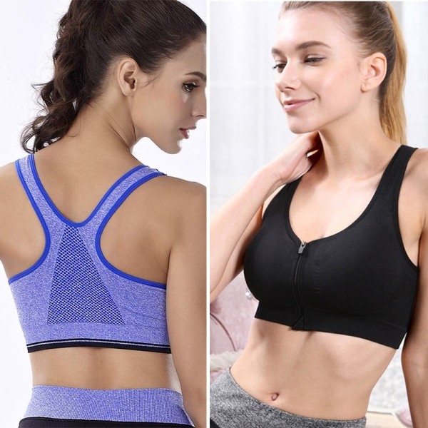 Cloud Hide Sports BH Kvinnor S-XXXL Front Dragkedja Underkläder Fitness Skjorta Push Up Yoga Crop Top BH:ar Atletisk väst Gym Sportkläder Grey M