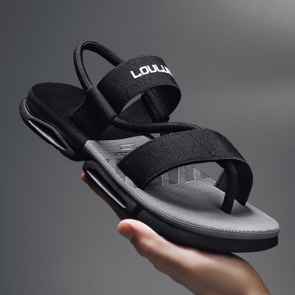 Nya tofflor och sandaler för män Dubbel användning sommar ytterkläder Höga elastiska elastiska band Business Edition Casual Trendiga strandskor dull grey 39