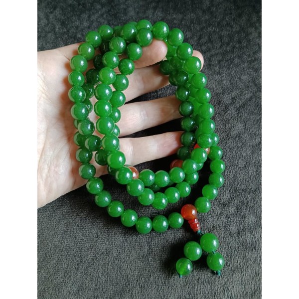 Naturligt Grönt Jade Armband Män Kvinnor Helande Ädelsten Fina Smycken Äkta Hetian Jades Nephrite 108 Mala Bead Armband Armband 10mm