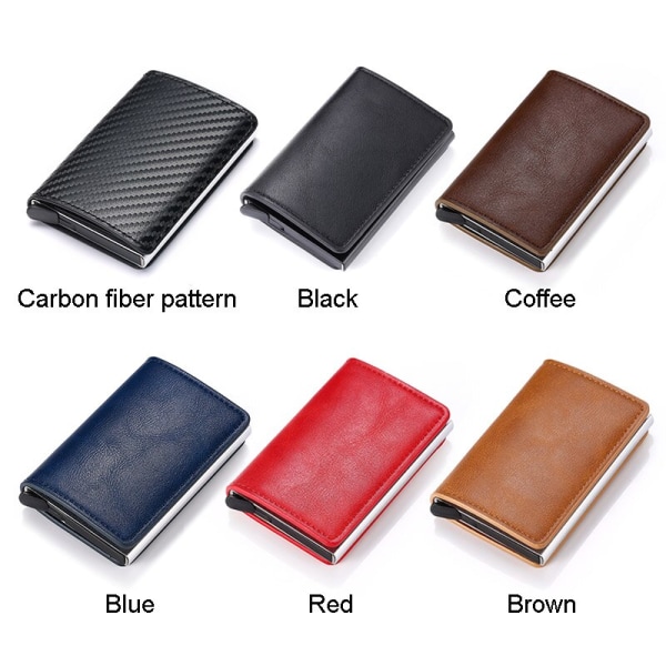 Kreditkortshållare för män Miniplånbok Herr Kvinnor RFID-plånböcker Aluminiumlåda Bankkortshållare Anteckningsklämma Handväska Korthållare Case Carbonfiberpattern
