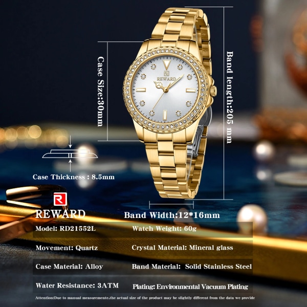 Kvinnors klockor SEIKO PC21 Lyxig armbandsur Vattentät Luminous Guld Kvarts Armbandsur för kvinnor RD21552LGWITHBOX