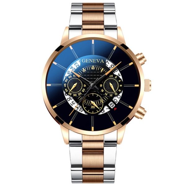 Herrmode watch med stålrem - Watch GoldSteelBeltBlackAndYellow