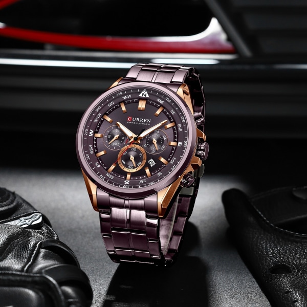 Klockor för män CURREN Luxury Watch Steel Quartz Armbandsur med Chronograph Casual Sport Clock 8399 relogio masculino silver blue box