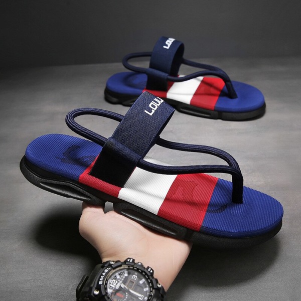 Sommar sandaler och tofflor för män Change Dual-Use Trend Edition Utomhus präglade texturmönster Casual Beach Shoes Flip-flops Black 40
