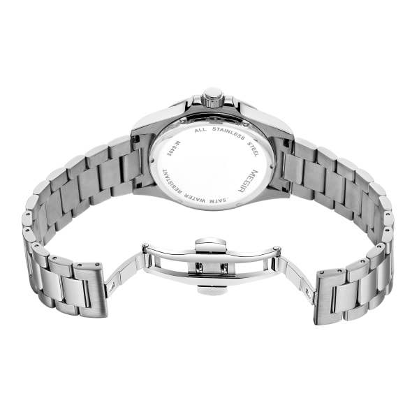 MEGIR klockor för män Top Brand Luxury Quartz Business Watch Rostfritt stål Luminous Date Armbandsur Klocka Reloj Hombre 8405 BlueRedSilver