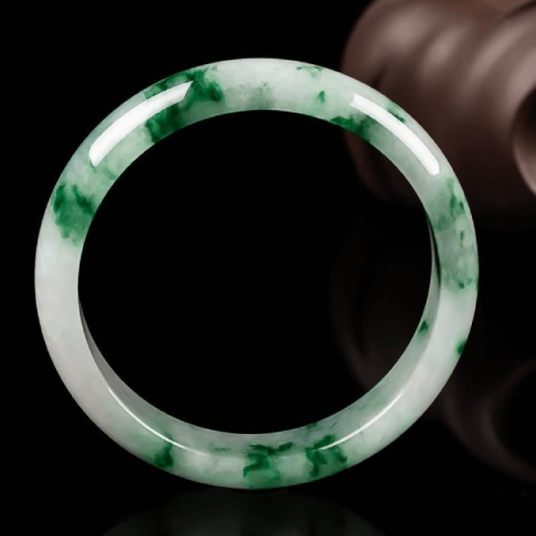 Grade A Burma Jade Armring Flytande Grön Blomma Jadeite Myanmar Certifierad Jades Sten Armband Dam Armband 54-56mm