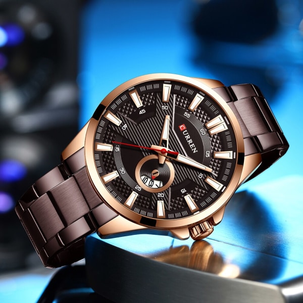 CURREN Minimalistisk watch för män Lyxigt mode rostfritt stål Vattentät watch Sport Casual Quartz Clock Relogio masculino coffee