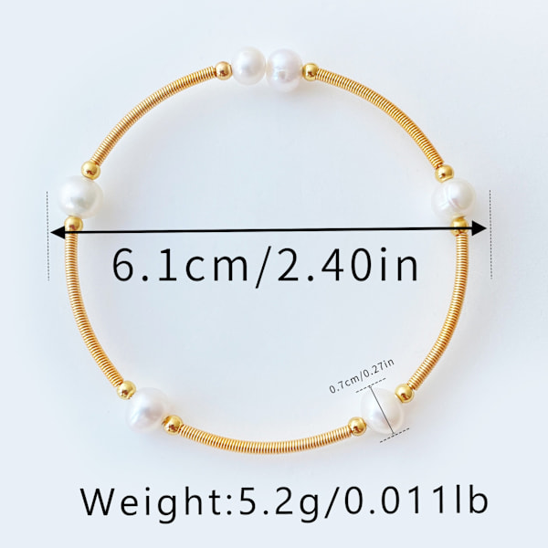 Naturligt sötvattenspärlarmband Temperament Chic Style All-Match Armband Kopparpläterat med äkta guld Pearl 3