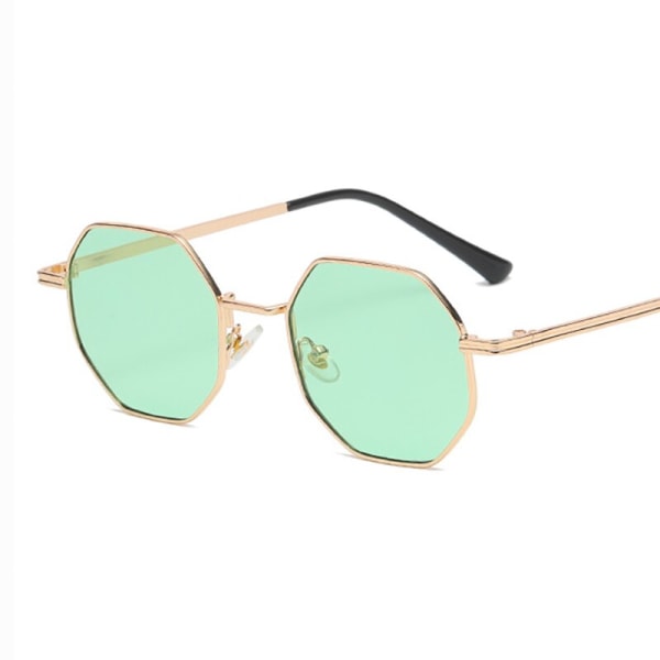 Nytt mode Lyx Delikat Fritidsmode Damsolglasögon Klassiska Retro Metall Multilaterala Solglasögon för män A-Gold Green