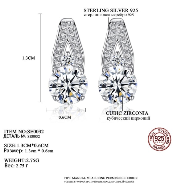 Stil 925 sterling silver örhängen Smycken av silver Hög kvalitet hjärtan och pilar Cubic Zirconia smycken White
