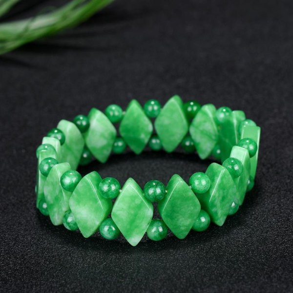 Äkta Naturligt Jade Armband Män Emerald Jades Sten Elastiska Pärlor Armband Jadeit Armband För Modesmycken för Herr Yellow