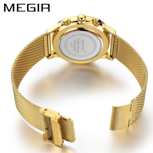 MEGIR Herr Quartz Watch Top Märke Lyx Armbandsur Vattentät Business Klocka Date Watch Chronograph reloj hombre 2011 Gold
