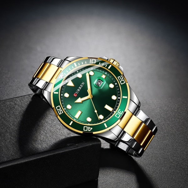 CURREN Toppmärke Lyx Mode Lysande Watch Herr Vattentät Dateklocka Sportklockor Herr Quartz Armbandsur Relogio Masculino gold green