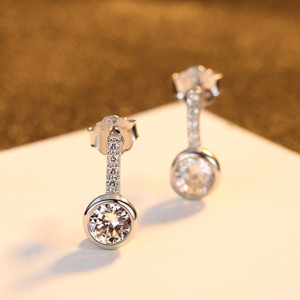 Äkta 925 sterling silver örhängen Enkla kvinnor Bröllopsförlovning Fina smycken CZ Brincos Bijoux Julklappar SE0466-Rh