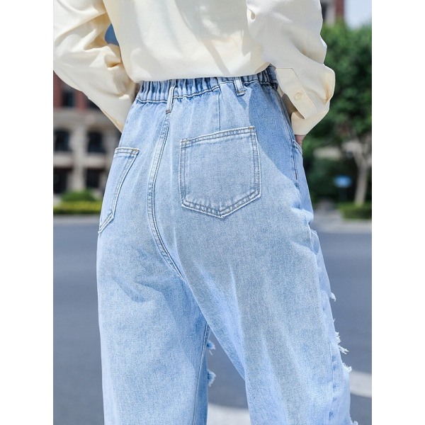 FINORD Harajuku Casual Vintage Ripped Boyfriend Jeans Dam Koreanska High Waist Harem Jeans Streetwear Punk Baggy Denim Byxor skyblue 5XL