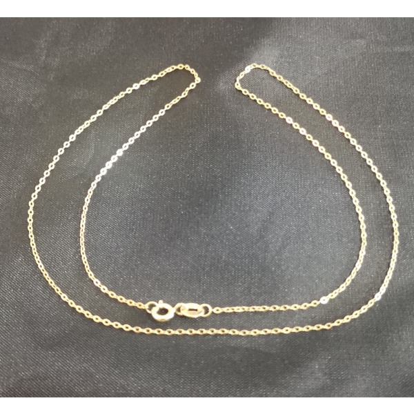 18K massivt guldhalsband för kvinnor O-formad kedja 18 tum 0,9 gram med certifikat 1 mm
