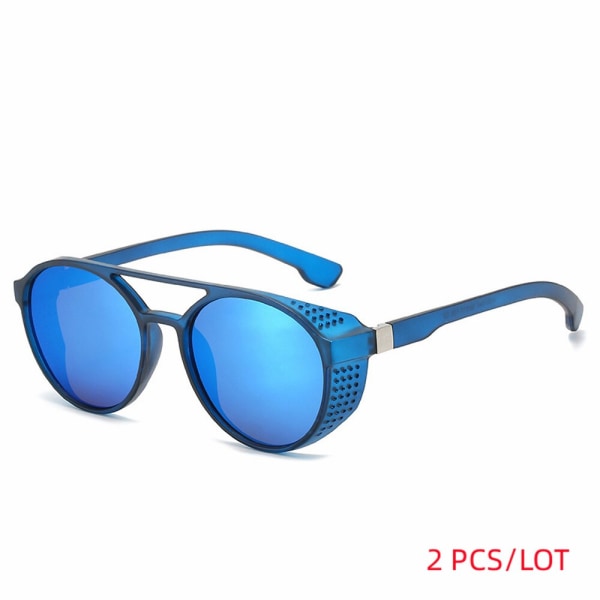 Klassiska Punk Solglasögon Märke Märke Designer Solglasögon Herr Vintage Solglasögon för män Punk Oculos De Sol Gafas UV400 BlueBlue