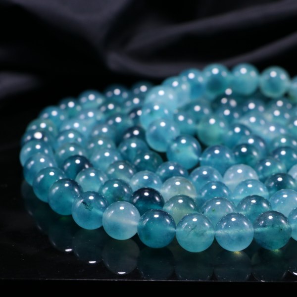 Naturligt blå Jade Armband Män Kvinnor Fina Smycken Äkta Klass A Myanmar Jadeite Is Flytande Burma Jade 108 Bead Mala Armband 14mm