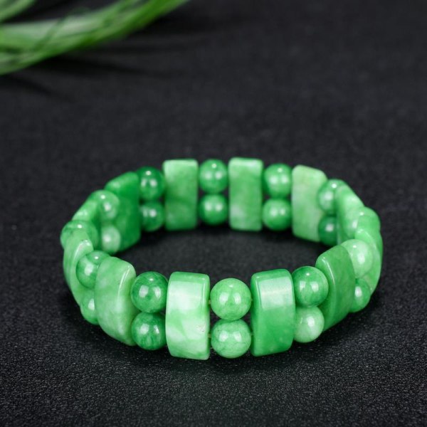 Äkta Naturligt Jade Armband Män Emerald Jades Sten Elastiska Pärlor Armband Jadeit Armband För Modesmycken för Herr 14mm