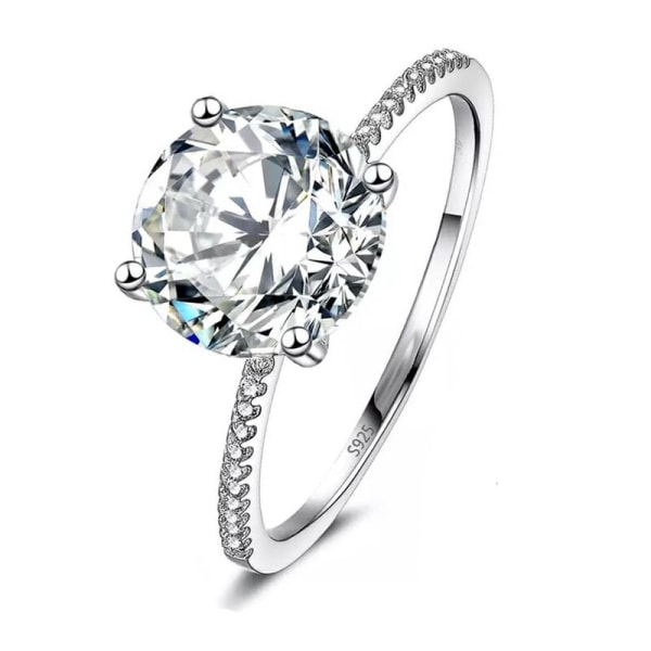 100 % äkta tibetansk silverring Lyx 3ct Zirconia Diamantring Brudbröllopsring Fin för kvinnor US6