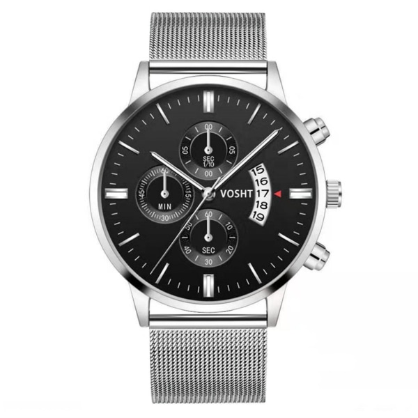 Herrmode watch med stålrem - Watch silverblack