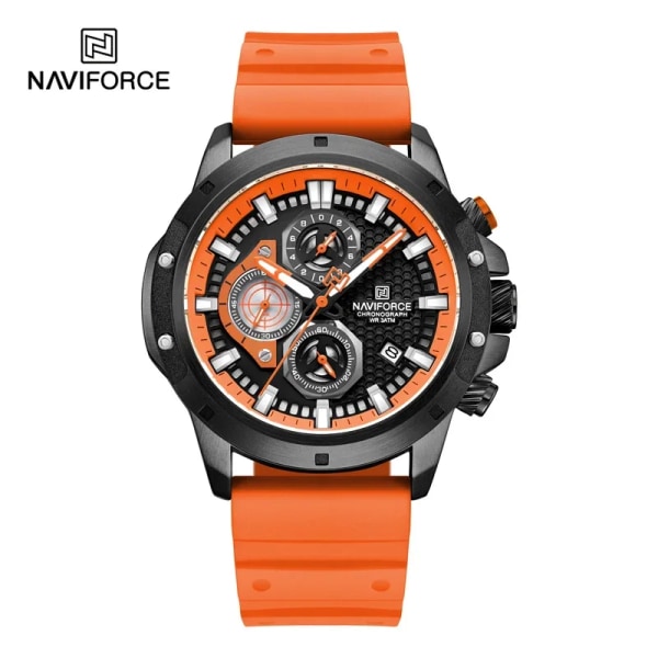 NAVIFORCE Klockor Vattentät Silikonband Multifunktionell Armbandsur Sport Militär Kalender Ljusklocka BOO