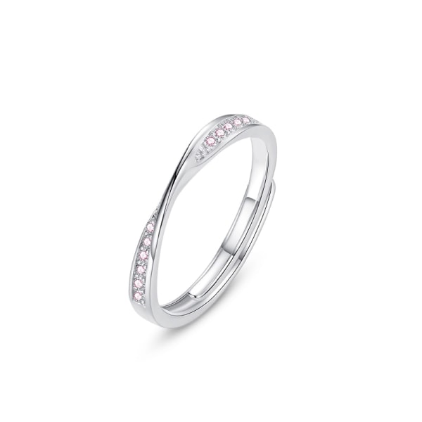 Äkta 999 Sterling Silver Mobius Parringar Simple Gems Öppen Ring för kvinnor Man Justerbara Bröllopsbröllopssmycken Female S999 Pink CZ Resizable